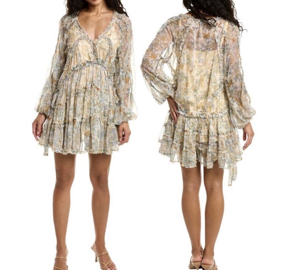Y2K Chiffon Babydoll Dress XS Sheer Mini Layering Fairy Coquette Cottage Boho